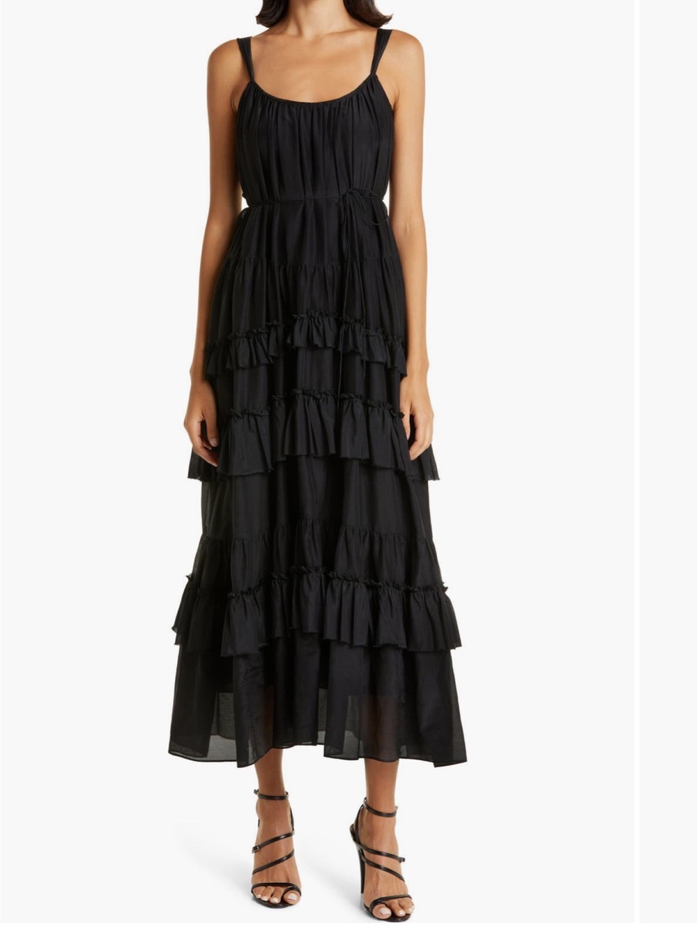 cinq a sept Black Tiered Ruffle Maxi Skirt